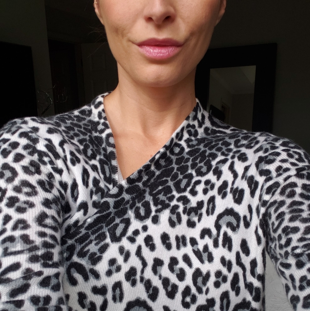 Chico's Snow Leopard 🐆 Drape front Sweater